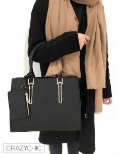 CRAZYCHIC - Sac à Main Cabas Fourre-Tout - Sac Femme Porté Epaule avec Porte-Monnaie Pour Cours Travail 2