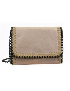 Petite Pochette Soirée Chaînes Taille Mini Cuir PU - Sac à Main Bandoulière Portée Epaule Sacoche Plate
