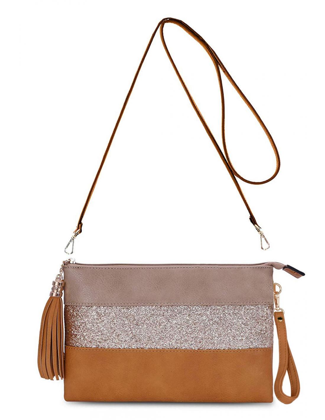 Pochette Soirée Femme à Paillettes Dorées - Sac à Main élégant Pour Mariage, Fête, événement - Bandoulière Réglable