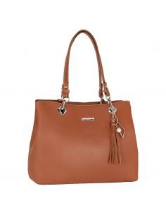 David Jones - Grand sac à main porté épaule femme cuir PU Marron Camel 2
