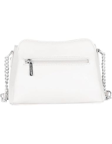Sac à Main Femme Petit Cuir PU Blanc Avec Chaîne - Bandoulière Et Fermeture Éclair - Élégant Et Pratique